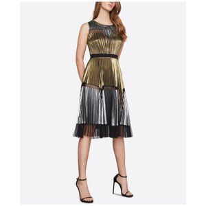 BCBG MAXAZRIA LUCEA PLEATED METALLIC DRESS  SIZE SMALL